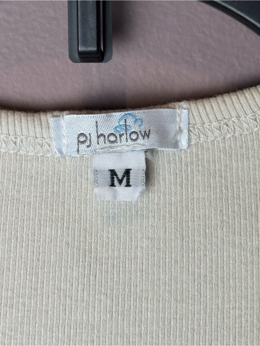 PJ Harlow Cream Ribbed Racerback Tank Top M - Picture 7 of 9